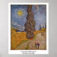 Country Road With Cypress By Vincent Van Gogh