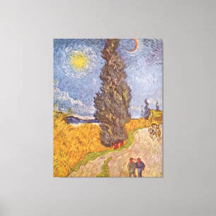 Country road with cypress Vincent van Gogh Canvas Print
