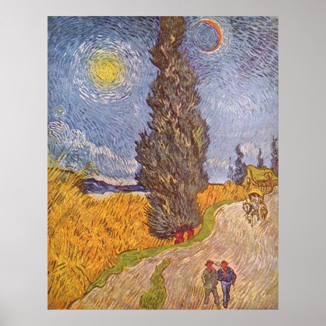 Country road with cypress  Vincent van Gogh Poster (Front)