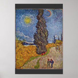Country Road With Cypresses By Vincent Van Gogh Poster