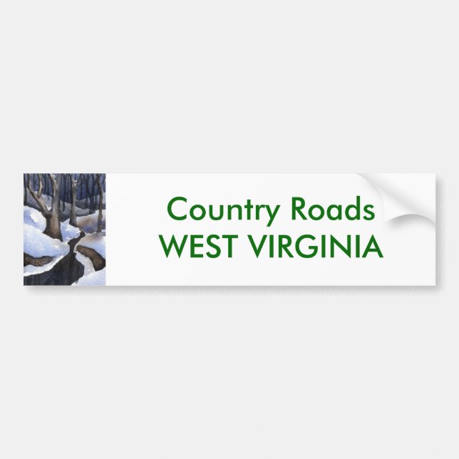 Country Roads Bumper Sticker (Front)