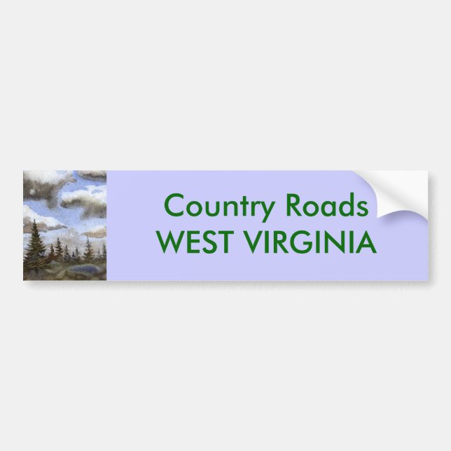 Country Roads Bumper Sticker (Front)