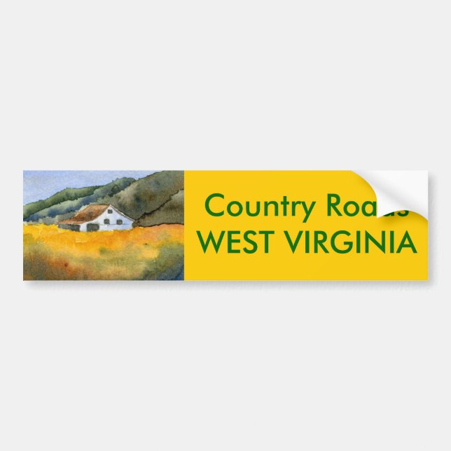 Country Roads Bumper Sticker (Front)
