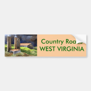 Country Roads Bumper Sticker