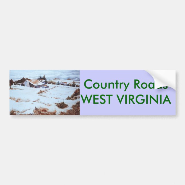 Country Roads Bumper Sticker (Front)