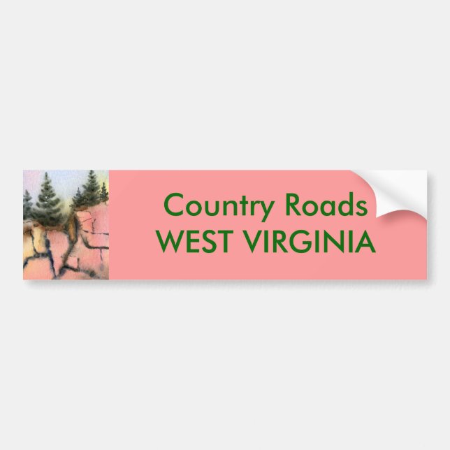 Country Roads Bumper Sticker (Front)