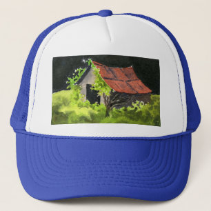 Country Roads old wood shed in weeds Hat