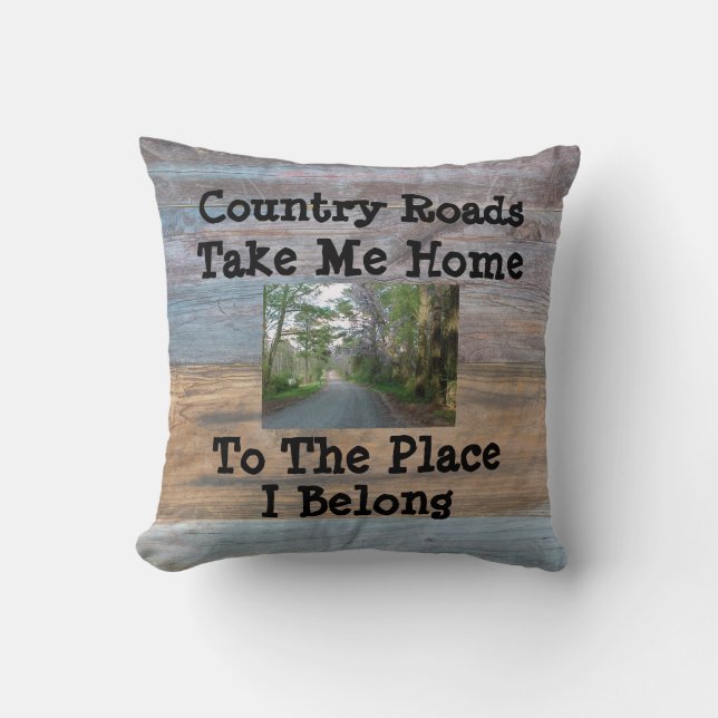 Country Roads Throw Pillow (Front)