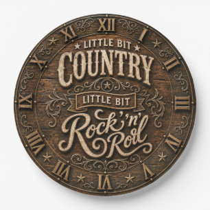 Country Rock 'n' Roll Farmhouse Music Decor Paper Plate