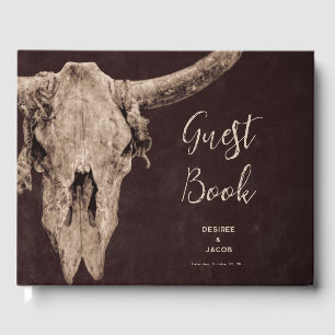 Country Rodeo Western Brown Bull Skull Guest Book