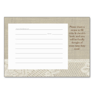Country Romance Burlap and Lace Recipe Cards
