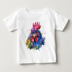 Country Rooster Chicken Watercolor Style Baby T-Shirt