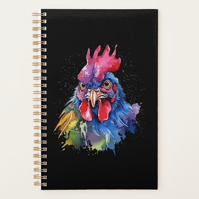 Country Rooster Chicken Watercolor Style Planner (Front)