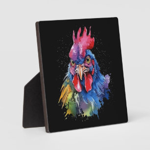 Country Rooster Chicken Watercolor Style Plaque
