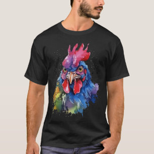 Country Rooster Chicken Watercolor Style T-Shirt