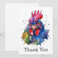Country Rooster Chicken Watercolor Style