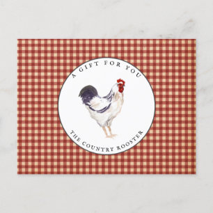  Country Rooster Farmhouse Gift Certificate Postcard