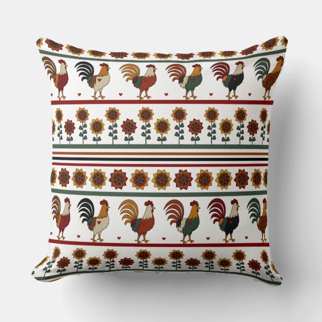 Country Roosters Pillow (Front)