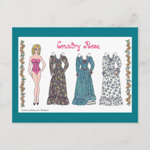 Country Rose Paper Doll Post Card