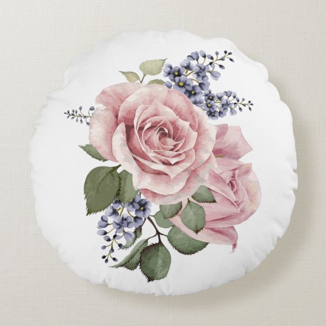 Country Rose Reversible  Round Cushion (Front)