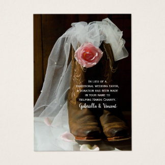 Country Rose Western Wedding Charity Favour Card