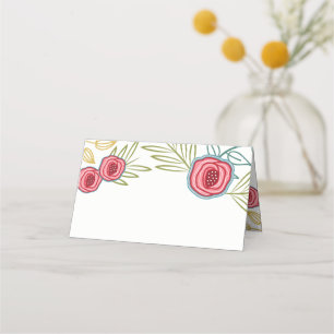 Country Roses Wedding Folded Place Cards