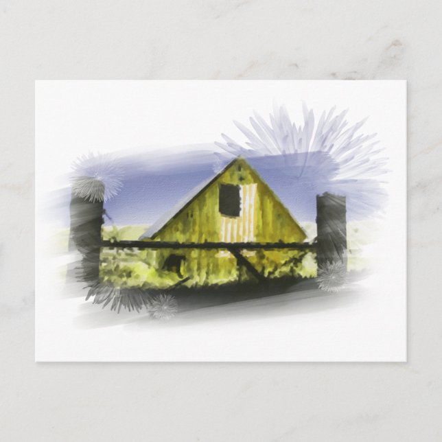 *~* Country Rustic Barn American Flag AR19 Postcard (Front)