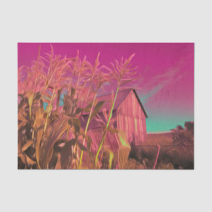 Country Rustic Barn Pink Teal Abstract Sky Farm Tissue Paper