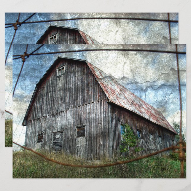 Country Rustic Barn Vintage Texture Decoupage (Front/Back)