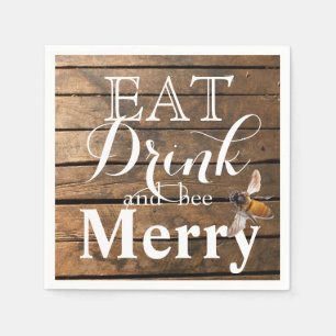 Country rustic barn wood honeybee napkin