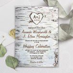 Country Rustic Birch Tree Bark Wedding Invitations<br><div class="desc">Country Rustic Birch Tree Bark Wedding Invitations - features a printed birch bark front and back with a scratched carved heart that you can customise the initials to your own and underneath it,  your wedding date.</div>