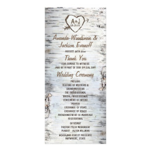 Country Rustic Birch Tree Bark Wedding Programs Rack Card