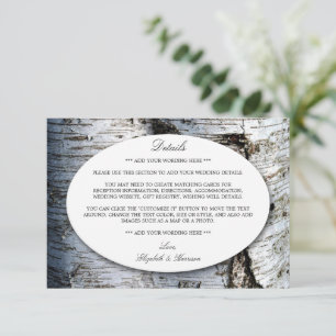 Country Rustic Birch Tree Wedding Detail Insert