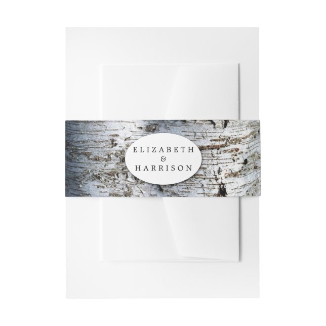 Country Rustic Birch Tree Wedding Invitation Belly Band (Front Example)