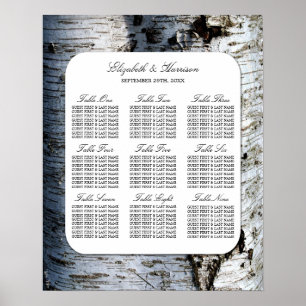 Country Rustic Birch Tree Wedding Seating Chart