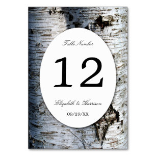 Country Rustic Birch Tree Wedding Table Number