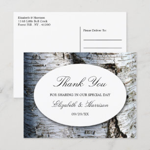 Country Rustic Birch Tree Wedding Thank You Postcard