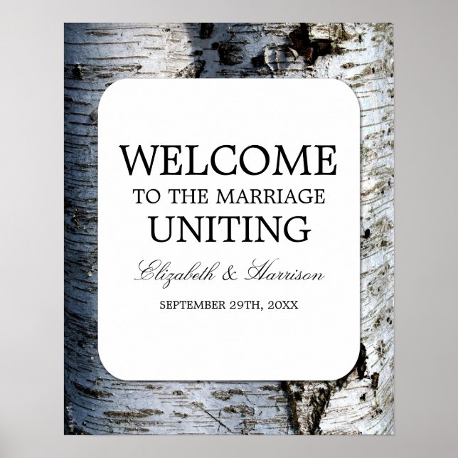 Country Rustic Birch Tree Wedding Welcome Poster (Front)