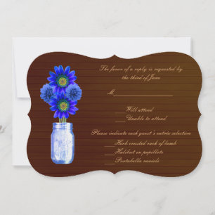 Country Rustic Blue Mason Jars Response Card
