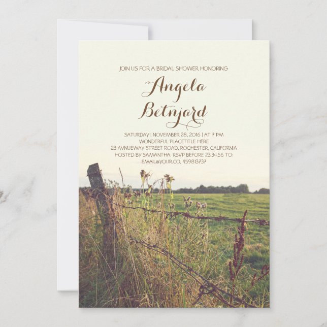 country rustic bridal shower invitation (Front)