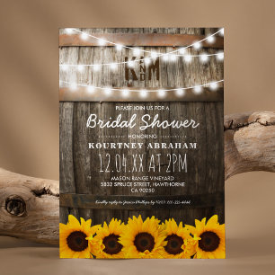 Country Rustic Bridal Shower   Sunflowers Invitation