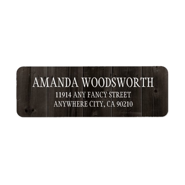 Country Rustic Brown Barn Wood Wedding Labels (Front)