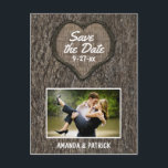 Country Rustic Carved Oak Tree Save The Date Cards<br><div class="desc">Country Rustic Carved Oak Tree Save The Date Cards - features a printed oak tree bark background with a carved heart on the front.  Customise to your own photo.</div>