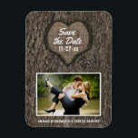 Country Rustic Carved Oak Tree Save The Date Magnet<br><div class="desc">Country Rustic Carved Oak Tree Save The Date Magnets - feature a printed oak tree bark background with a carved heart on the front.  Customise to your own photo.  See the full matching collection in this design below.</div>