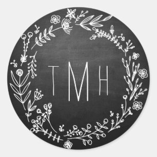 Country Rustic Chalkboard Monogram Wedding Sticker
