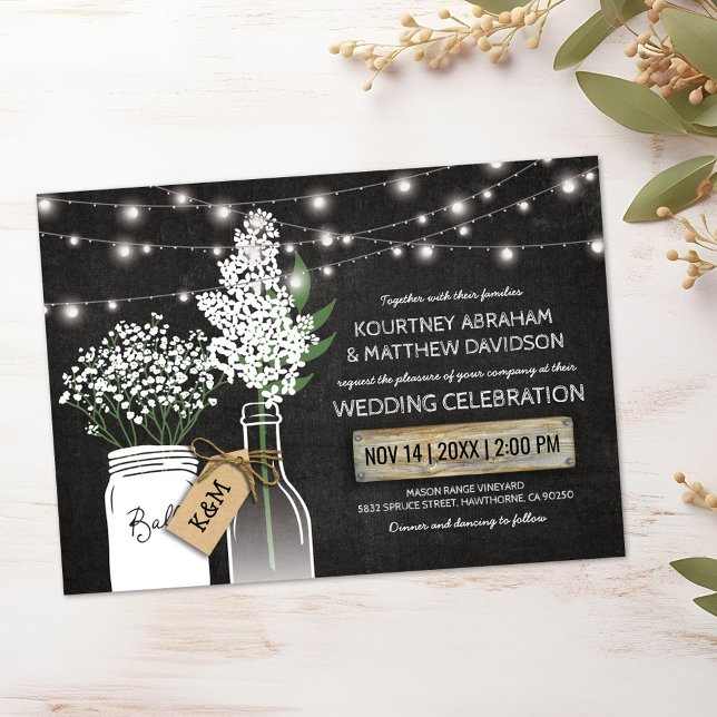 Country Rustic Chalkboard Wood Wedding Invitation (Creator Uploaded)