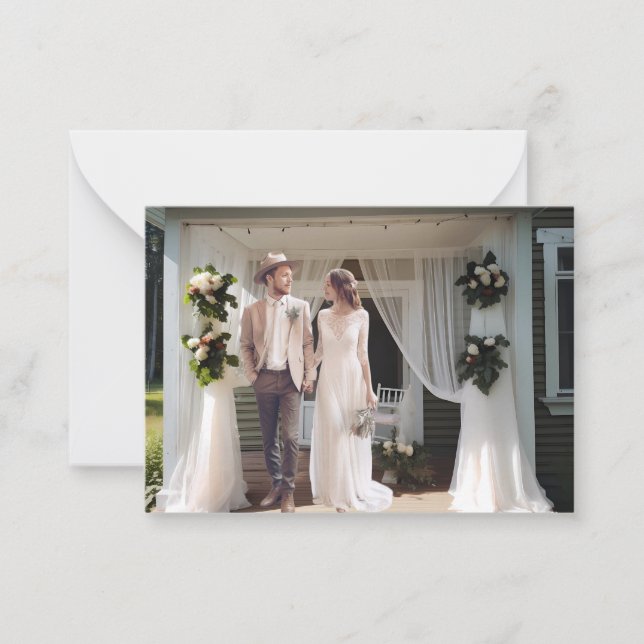 Country Rustic Cottage Wedding Photo Thank you Card (Front)