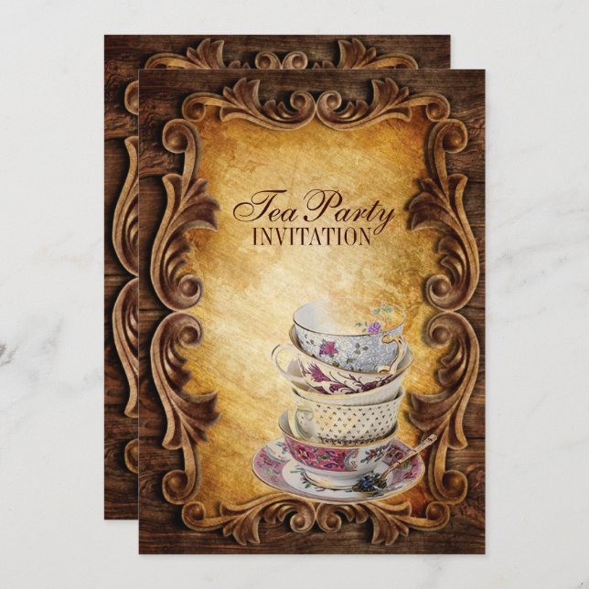 country rustic cupcake bridal shower tea party invitation (Front/Back)