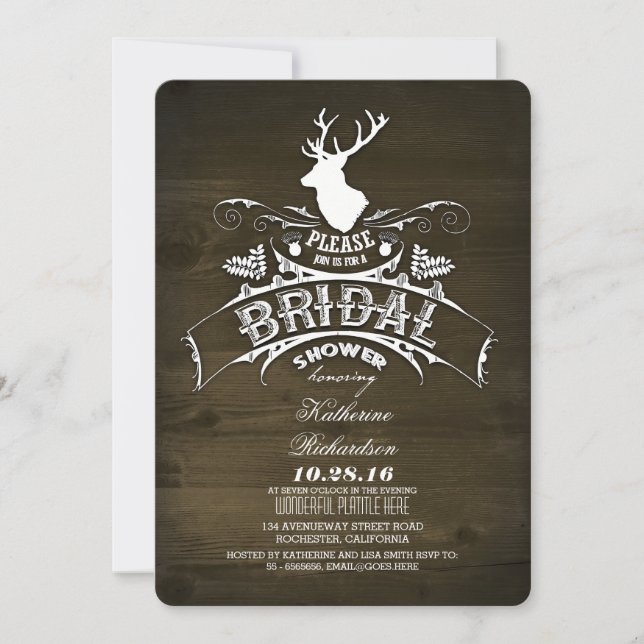 Country rustic deer bridal shower invitations (Front)
