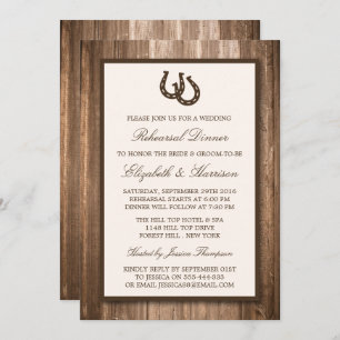 Country Rustic Horseshoe Branch Rehearsal Dinner Invitation
